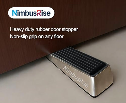 Heavy Duty Rubber Door Stopper Wedge (2 Pack) – Non-Slip Door Stoppers for Bottom of Door, Floor-Friendly Door Stop for Carpet, Tile & Hardwood, Ideal for Home, Garage, Classroom & Office
