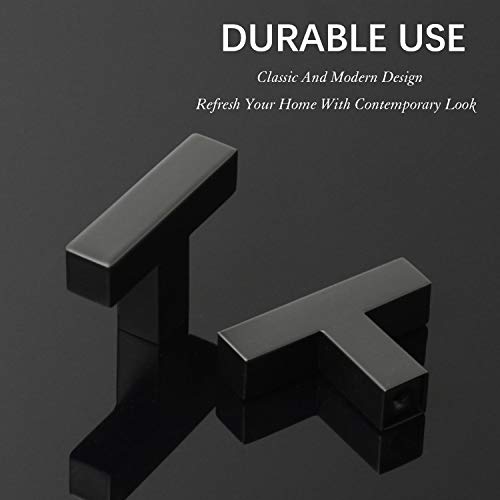 KNOBWELL 6 Pack Black Drawer Knobs and Pulls, T Bar Matte Black Cabinet Knobs, Dresser Drawer Knobs for Kitchen and Bathroom - Single Hole 50mm/2" - color: Matte Black, size: Single Hole