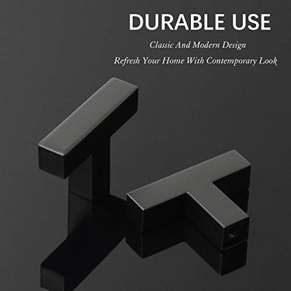 KNOBWELL 6 Pack Black Drawer Knobs and Pulls, T Bar Matte Black Cabinet Knobs, Dresser Drawer Knobs for Kitchen and Bathroom - Single Hole 50mm/2" - color: Matte Black, size: Single Hole