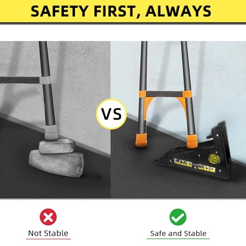 Ladder Leveler, Pitch Hopper, Ladder Stabilizer with Storage, Ladder Levelers for Stairs and Extension Ladders, Easy to Use, Conquer Uneven Ground (Regular Black) - color: Regular Black