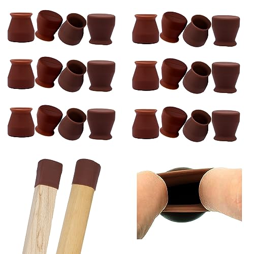 Non Slip Silicone Chair Leg Floor Protectors No Felt 0.8”to1.3” Chair Leg Caps Bottom Small Furniture Table Feet Covers for Hardwood Floors Prevent Scratches No Noise Round Square,24 PCS - color: Dark Walnut (Anti-slip), size: Small:4/5"to 1-3/10"(0.8"to