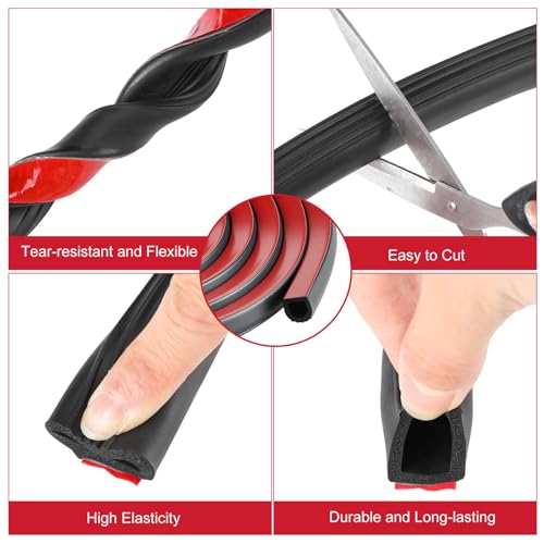 Pangda 18Ft D Shape Rubber Weather Stripping Foam Self-Adhesive EPDM Seal Strip for Noise Reduction Waterproof Dustproof for Cars Boats RVs Windows Doors (3/4" W x 3/4" H) - size: 18ft L, style: 3/4" W X 3/4" H