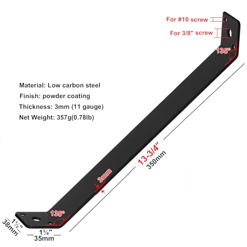 4 Pcs 13-3/4" x 1-1/2" Inside Mount 45-Degree Angle Bracket for Post Pergola Wooden Furniture - size: 13-3/4" X 1-1/2"