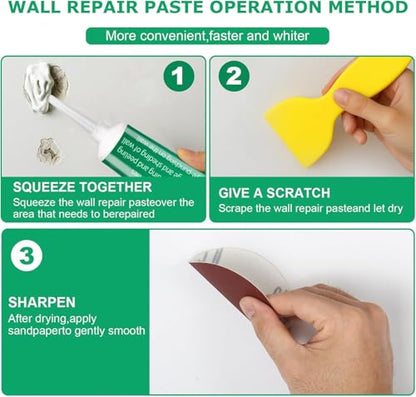 Drywall Repair Kit, 2 Pack Wall Repair Paste, Wall Emulsion Paint, Wall Mending Agent,Wall Surface Hole Fill Quick and Easy Solution - color: 2 Pack