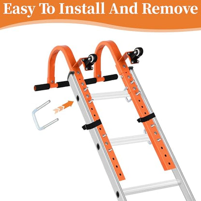 Ladder Roof Hook with Wheel Ladder Hooks for Roof Ridge, Ladder Roof Stabilizer Heavy Duty Steel, Rubber Grip T-Bar for Damage Prevention 9.4lb - size: For Roofs