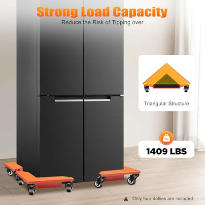 Furniture Dolly 1433 LBS Heavy Duty Furniture Movers with 3 Wheels 360 Ratating Desk Cabinet Corner Mover Dolly Furniture Lift Mover Tool for Cabinets, Refrigerators, Desks (Set of 4)