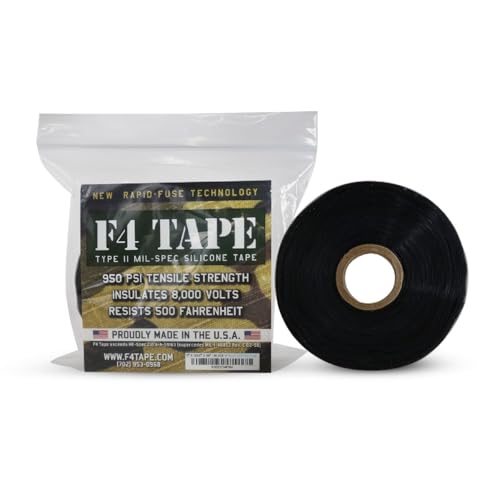 Bond It F4 Emergency Self-Fusing Silicone Tape, Repair Plumbing Pipe & Radiator Hose Leak, Electrical Insulation, Permanent Bonding, Waterproof, 1" x 36' x 20mil, Black - color: Black