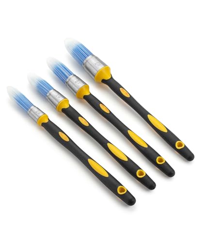 Bates- Trim Paint Brush, 4pcs, 0.4", 0.6", 0.8" & 1", Black & Yellow Handle, Trim Brushes for Painting - color: Yellow-black, size: 0.4", 0.6", 0.8" & 1"