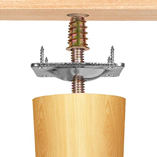 4PCS Leg Mounting Plates with Screws for Sofa Couches Tables Furniture Legs Brackets Hardware Attachment Plates Brackets M8 T-Plates