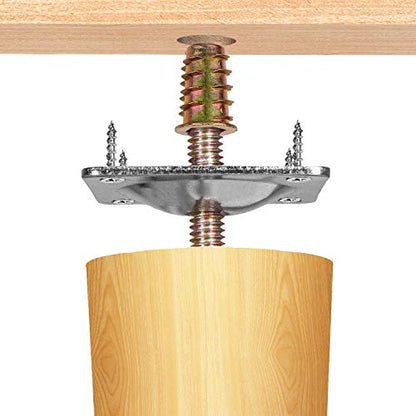 4PCS Leg Mounting Plates with Screws for Sofa Couches Tables Furniture Legs Brackets Hardware Attachment Plates Brackets M8 T-Plates