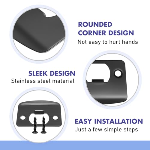 EATAKWARD 12 PCS Door Strike Plate, Matte Black Deadbolt Strike Plate (Rounded Corners with Screws) - style: Rounded Corners with Screws