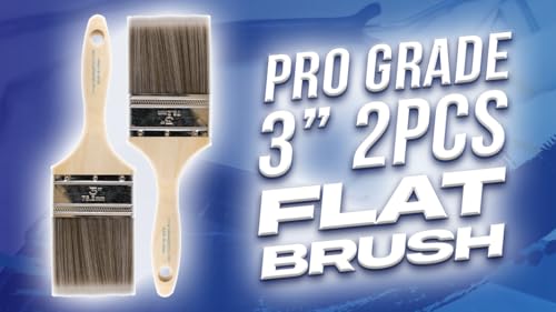 Pro Grade - Paint Brushes - 2Ea 3" Flat Brushes - size: 2Ea H 3F