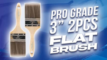 Pro Grade - Paint Brushes - 2Ea 3" Flat Brushes - size: 2Ea H 3F