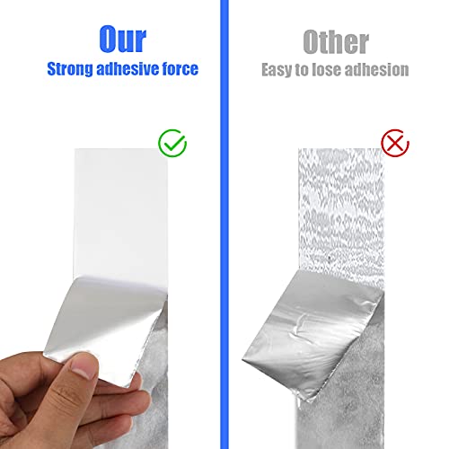 Romeda Aluminum Foil Tape, 2 inch x 65 Feet Foil Tape (3.9 mil), Silver Insulation Adhesive Metal Tape, High Temperature Heavy Duty HVAC Tapes for Ductwork, Dryer Vent, HVAC - size: 2 inch x 65 Ft