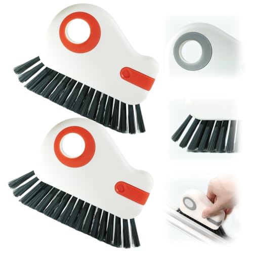 2 in 1 Groove Cleaning Brush Window Track Cleaning Tools, 2026 New Multipurpose Hard Bristle Crevice Cleaning Brush with Hidden Scraper for Sliding Door Track, Window Sill, Window Seal (Orange-2PCS) - color: Orange-2pcs