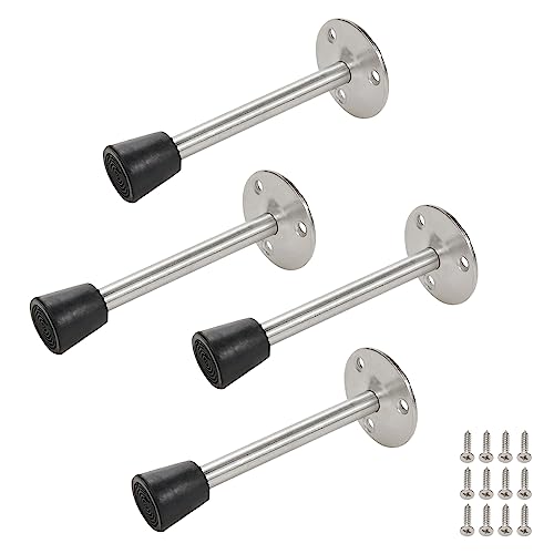 Door Stopper Stainless Steel Wall Floor Mounted Door Stop with Rubber Bumper 120mm/4.7" Length-4pcs - size: 120mm/4.7" 4pcs