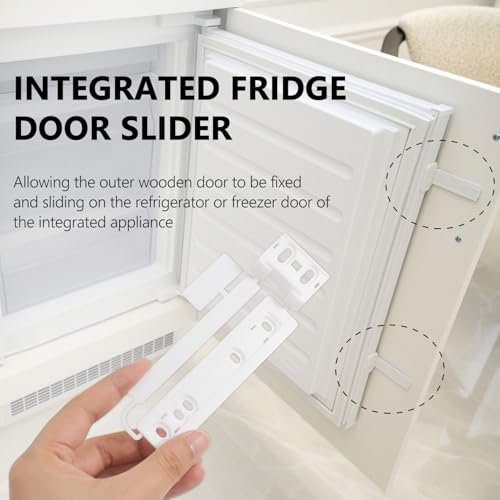 4Pcs Universal Integrated Fridge Freezer Door Slider with Screws, Fridge Door Mounting Installation Fixing Kit with Barckets and Clips
