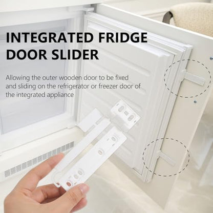 4Pcs Universal Integrated Fridge Freezer Door Slider with Screws, Fridge Door Mounting Installation Fixing Kit with Barckets and Clips