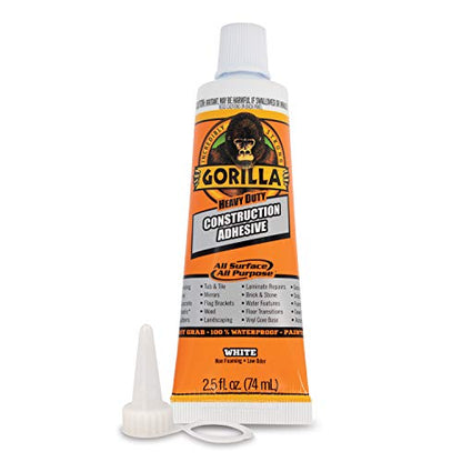 Gorilla Heavy Duty Construction Adhesive, 2.5 Ounce Squeeze Tube, White, (Pack of 1) - style: 1 - Pack