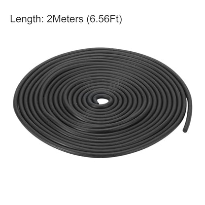 uxcell Nitrile Rubber Round Seal Strip, 3mm(1/8") Diameter 2 Meters (6.56Ft) Long Hard Solid Rubber Weather Stripping for DIY Gasket, Industrial Equipment, and Furniture - size: 3mmx2m