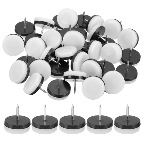 PATIKIL 1.2" Dia Chair Slides, 40 Pcs Nail on Furniture Glides Chair Leg Floor Protectors for Wooden Furniture, Table Feet, Carpet and Hardwood, White - color: White, size: 1.2"
