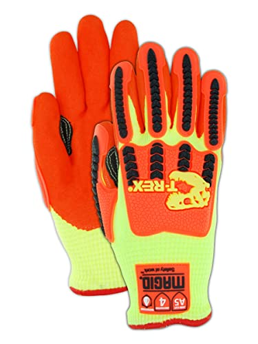 MAGID T-REX Arctic Series ANSI A5 Cut-Resistance, Thermal Impact Gloves, 24 Pairs, Waterproof, Hi-Viz Yellow/Orange, Size 8/Medium - size: 8/M, style: 24 Pairs