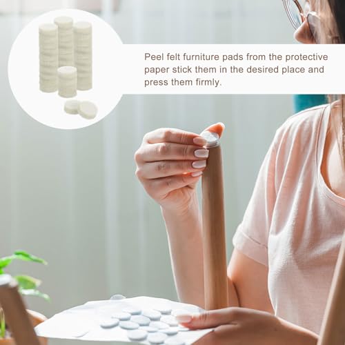 uxcell Furniture Pads, 36Pcs 0.6" - Round Self Adhesive Felt Furniture Pads, Floor Protectors for Furniture Feet Chairs Legs Hardwood Floors (Beige) - size: 0.6"
