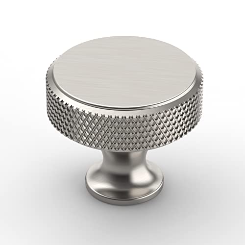 Amerdeco 10 Pack Polished Chrome Knurled Cabinet Knobs Kitchen Cabinet Handles for Drawer Dresser, Cupboard and Wardrobe ZH0036 - color: Brushed Satin Nickel