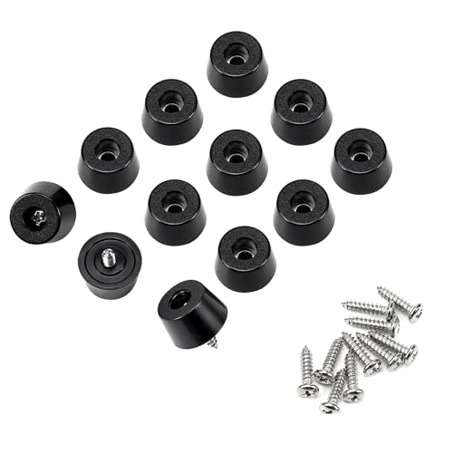 12Pack Rubber Feet for Cutting Board with Stainless Screws, Non Slip Pads for Furniture, Cutting Board Anti Slip Pads (Black)