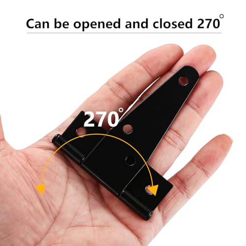6 Pack 2 Inch T Strap Hinges, Shed Door Gate Hinges, Heavy Duty Black Outdoor Tee Hinge for Wooden Fences, Barn Door Gates Hinge for Shed Door Hardware - size: 2 Inch