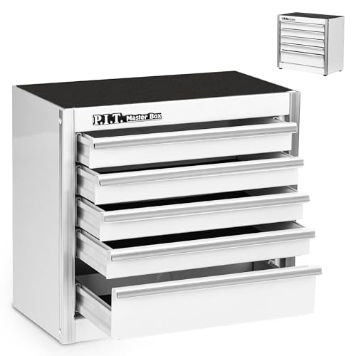 P.I.T. Mini Tool Box 8.6 Inch, Portable 5-Drawer Micro Roll Cab Steel Stackable Tool Box with Liner, White Small Tool Case for Tools Storage and Organizers, Home DIY - color: White, size: 5-Drawer