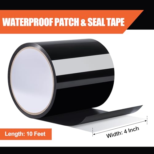 Duct Tape Flexible Rubberized Waterproof Tape, Strong Adhesive Duct Tape Black Tape Heavy Duty and Weather Resistant for Indoor Outdoor Repairs, 4inch x 10ft, 1 Pack
