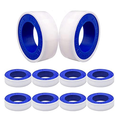 BetterJonny 10 Rolls Teflon Tape, 12mmx10m PTFE Pipe Sealant Seal Tape Industrial Thread Seal Tapes Plumbing Waterproof Seal Tape for Shower Head,Water Pipe Sealing Tape,Thread Seal（White）