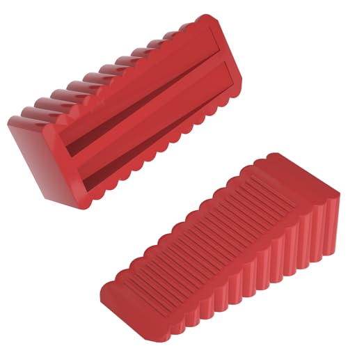 HOMOTEK 2 Pack Wedge Rubber Door Stops - Non-Slip Stoppers for Door Gaps 5-23mm, Wall & Floor Protector for Bottom of Door, Red - color: Red, size: 2-Wedge Rubber Door Stop