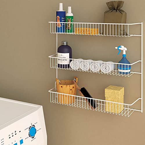 ClosetMaid 3-Tier Hanging Wall Mounted Metal Rack for Spices, Shelf Storage, Pantry Organization, Laundry, Kitchen, Bathroom, White, 8022 - size: 18-inch Wide, style: 3-Tier