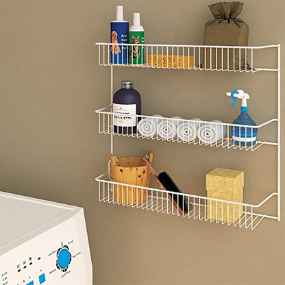 ClosetMaid 3-Tier Hanging Wall Mounted Metal Rack for Spices, Shelf Storage, Pantry Organization, Laundry, Kitchen, Bathroom, White, 8022 (Pack of 2) - size: 18-Inch Wide (Pack of 2), style: 3-Tier