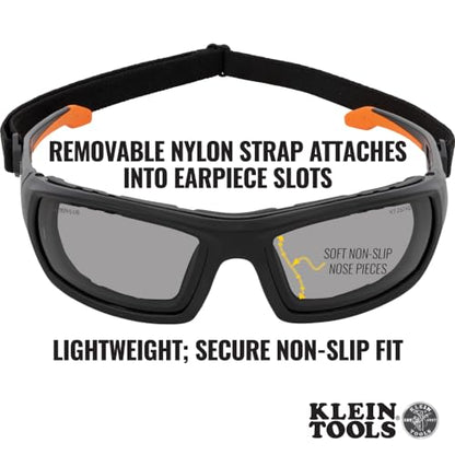 Klein Tools 60471 Safety Glasses, ANSI Z87.1+ Pro Full Frame Gasket Safety Glasses, Gray Lens, UV Protection, Anti-Fog, Scratch Resistant - size: Gasket, Gray