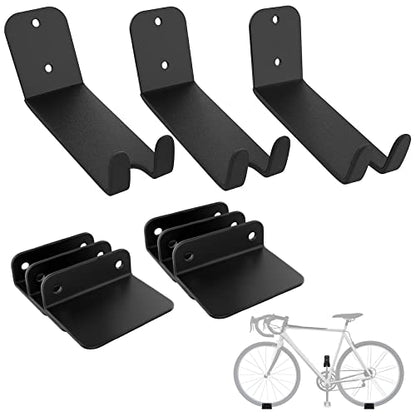 WALMANN 3 Pack Bike Pedal Hanger Wall Mount, Heavy Duty Horizontal Bike Rack for Garage Wall, Bike Display Stand for Home Holds Up to 70 LBS - color: Black-3 Pack