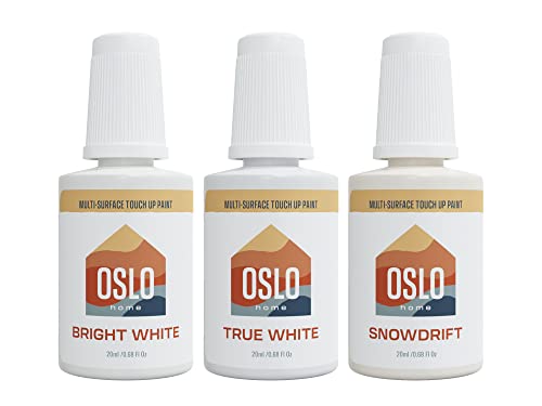 3 White Color Touch Up Paint Kit – Most Popular Home and Rental Colors with Brush in Bottle - For Repairs, Walls, Trim, Cabinets, Furniture, Shutters and More, Made in USA