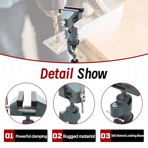 findmall Universal Table Vise 3" Aluminum Swivel Bench Vise 360 Degrees Rotating Fit for Holding Small Parts in Jewelry Hobby Model Making Electronics and More - color: Green