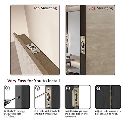 JQK Closet Ball Catch Door Hardware, Stainless Steel Catch Adjustable with Strike Plate, Antique Bronze 2 Pack, HBC100-QG-P2 - color: Antique Bronze, size: 2 Pack