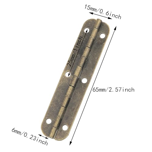 4PCS 180 Degree Long Bronze Plated Piano Hinges Wooden Box Small Hinge Wooden Box Connect Mount Hinges with Screws