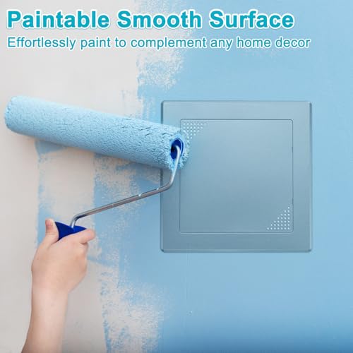 M METERXITY 1-Pack Access Panel for Drywall, 6x6 Inch Plastic Self Adhesive Wall Hole Cover Access Doors for Wiring Cable/Ceiling, Removable Plumbing Wall Panel [Silver Tone, Vented Square] - color: Silver Tone