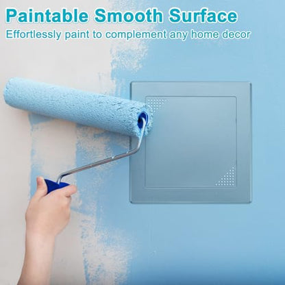M METERXITY 1-Pack Access Panel for Drywall, 6x6 Inch Plastic Self Adhesive Wall Hole Cover Access Doors for Wiring Cable/Ceiling, Removable Plumbing Wall Panel [Silver Tone, Vented Square] - color: Silver Tone