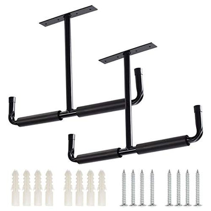 Ihomepark Overhead Garage Storage Hooks, Heavy Duty Ceiling Mounted Garage Utility Hanging Rack for Lumber Bike Tools, Black - size: 2 Pack