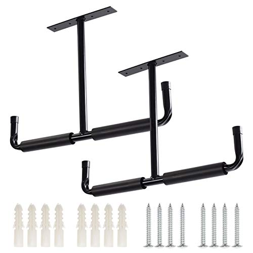 Ihomepark Overhead Garage Storage Hooks, Heavy Duty Ceiling Mounted Garage Utility Hanging Rack for Lumber Bike Tools, Black - size: 2 Pack