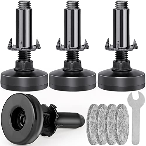 Heavy Duty Furniture Leveling Feet M10 Thread Furniture Levelers Adjustable Furniture Feet w/ T-nut Kit Table Levelers for Cabinet Workbench Chair Sofa and More,Large Base Supports 1320LBs-4 Packs - color: 4 Packs Black