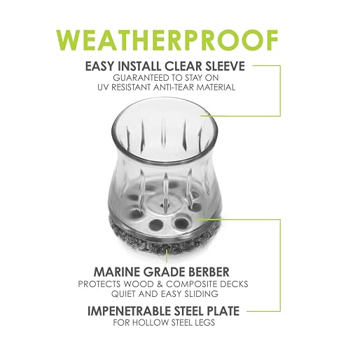 Slipstick GorillaOutdoor Berber Furniture Feet Pads with Clear Sleeve Sock, Weatherproof Outdoor Furniture Floor Protector Sliders (Universal Medium x 16) - size: Universal Medium x 16