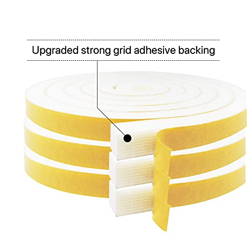 Weather Stripping Door Seal-3 Rolls, 1/4 Inch Wide X 1/4 Inch Thick Total 20 Feet Long, Foam Seal Tape for Window Insulation(6.5ft x 3 Rolls) - size: 1/4" (W) x 1/4" (T) x 20' (L)