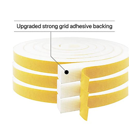 Weather Stripping Door Seal-3 Rolls, 1/4 Inch Wide X 1/4 Inch Thick Total 20 Feet Long, Foam Seal Tape for Window Insulation(6.5ft x 3 Rolls) - size: 1/4" (W) x 1/4" (T) x 20' (L)